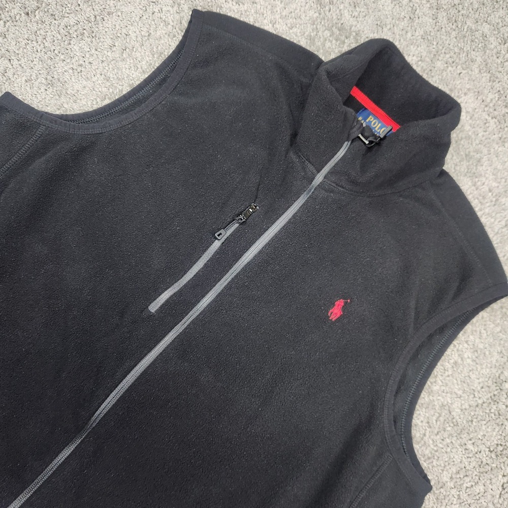 Polo Ralph Lauren Vest Mens L Fleece Gorpcore Performance Full Zip Golf Black